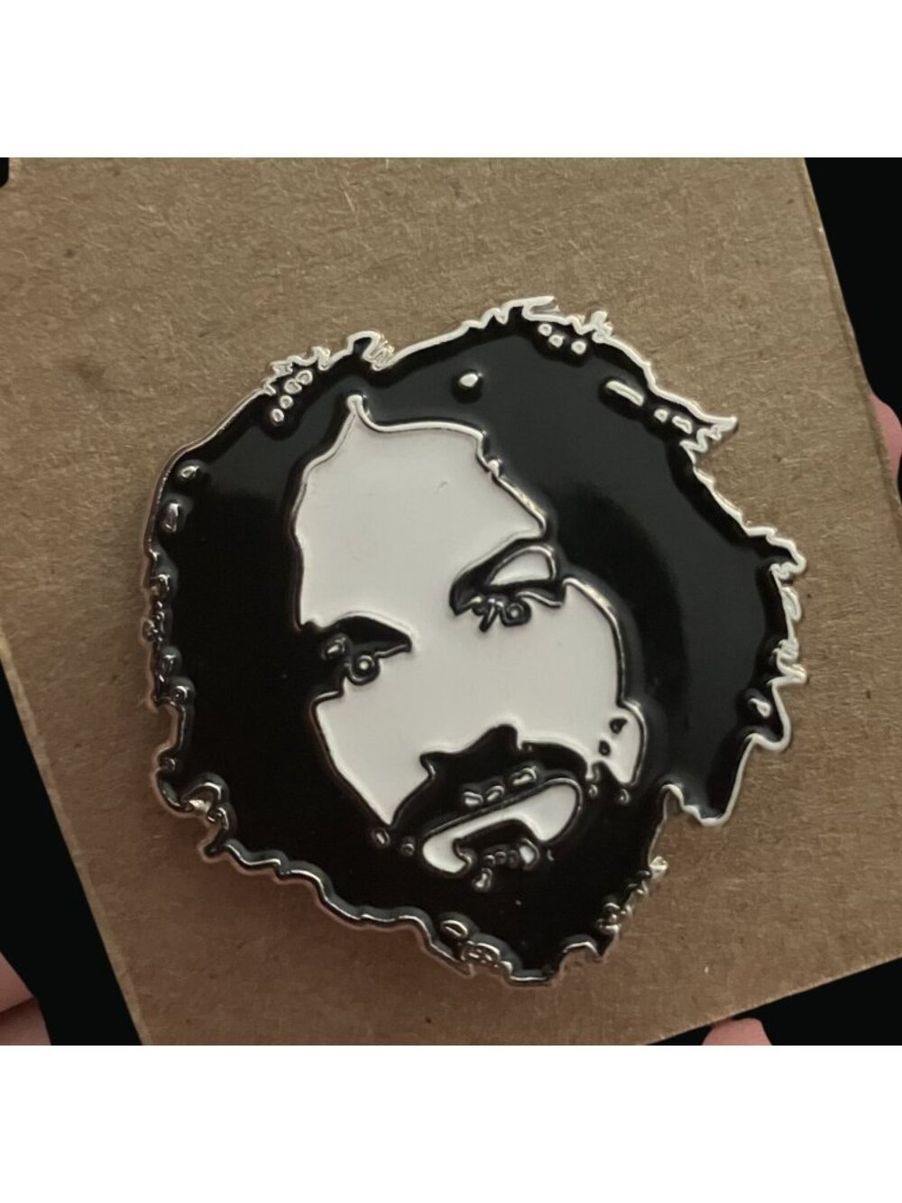 Black & White Charles Manson Enamel Pin